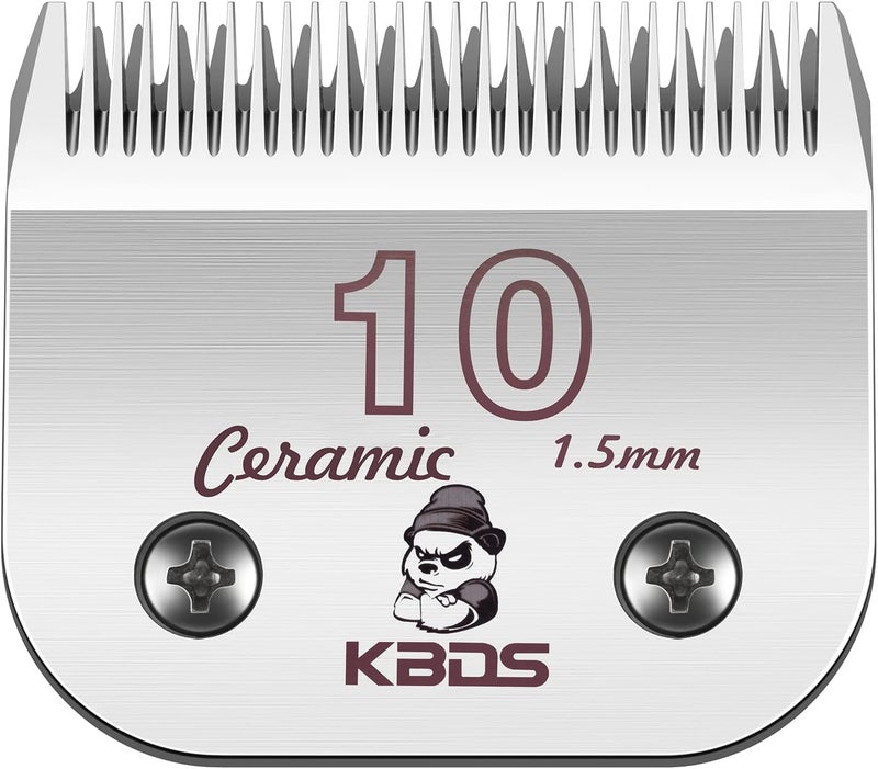 KBDS Detachable Ceramic Pet Clipper Blades,Size-10 Blade Compatible with Most Andis,Oster,Wahl A5 Clippers,Made of Ceramic Blade Cutter and Carbon Steel Blade,1/16'' Inch 1.5mm Cut Length - Image 1